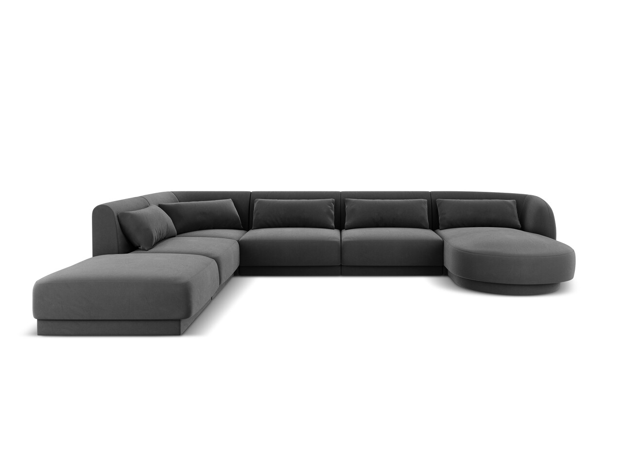 Coltar panoramic stanga 6 locuri, Tulum, Cosmopolitan Design, 330x255x70 cm, catifea, gri - imagine 6